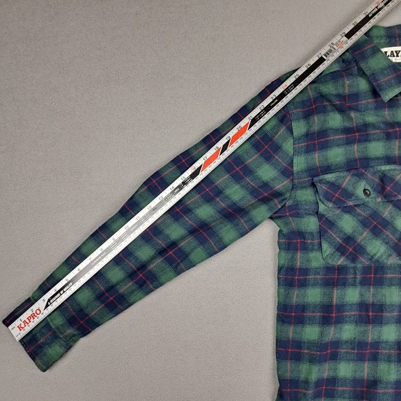 Playboy Flannel Shirt Mens Medium Tartan Plaid Button Up Flap Pocket Pacsun - Picture 6 of 11